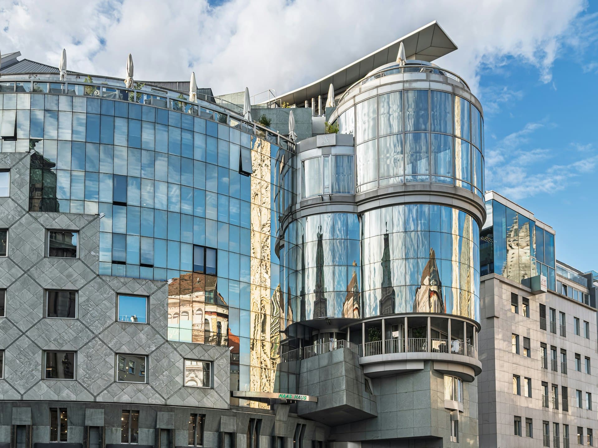 Modern building facade with aluminium and glass detailing